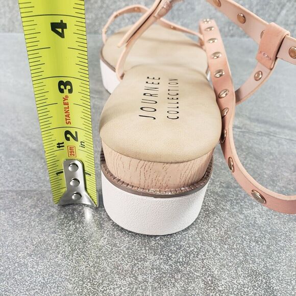 Journee Collection Platform Sandals sz 11 Pink Leather Wedge Cushioned Shoes - Picture 11 of 12